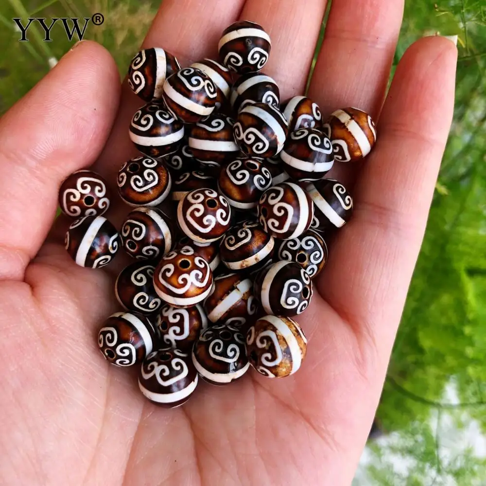 

1PC 10mm Round Natural Tibetan Agates Dzi Beads DIY Bracelets Necklace Pendant For Jewelry Making Mixed Colors Natural Beads