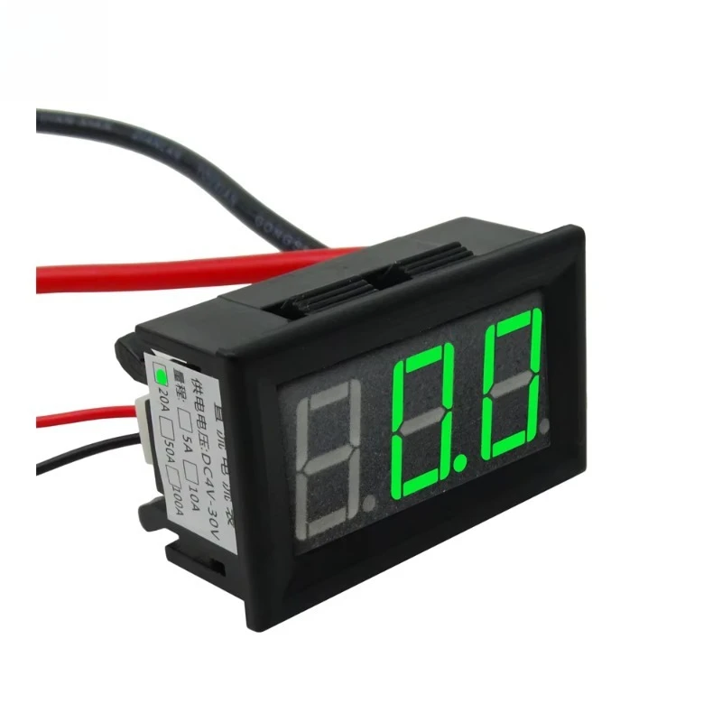 3 Digit 4 Wire DC Digital Ammeter 0-20A LED Display Current Panel Meter For DC Equipment Real-time Current Monitoring