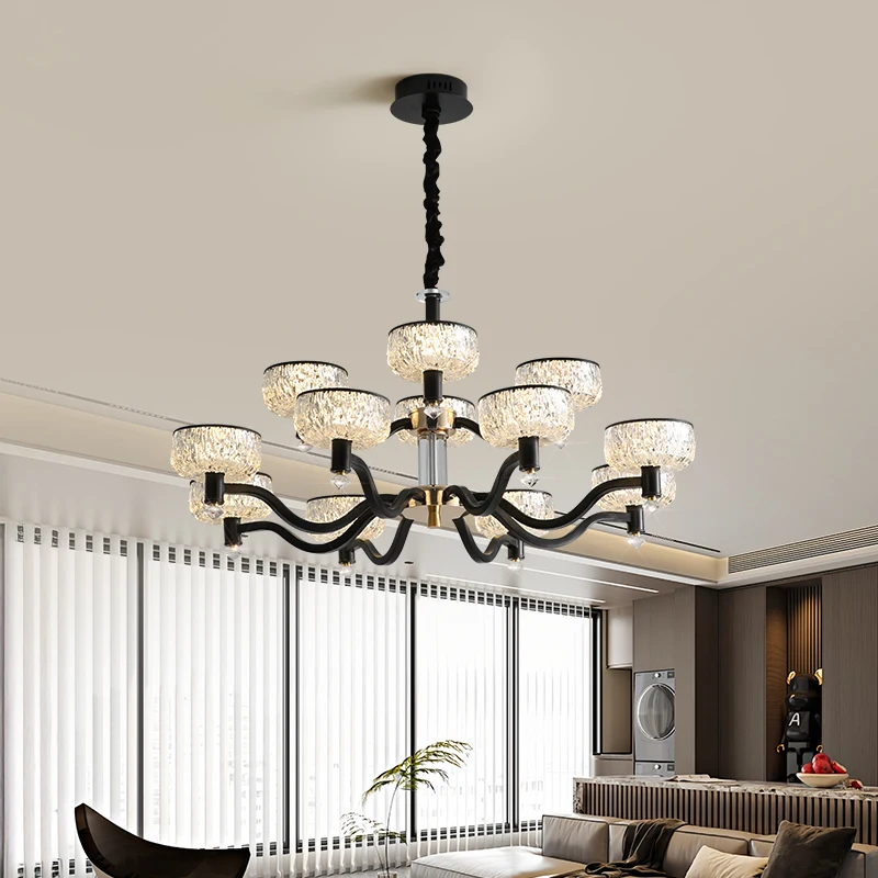 

Luxury Living Room Ceiling Chandelier Crystal Black Ceiling Led Lights For Bedroom Hotel Home Decor Indoor Lighting Fixtures