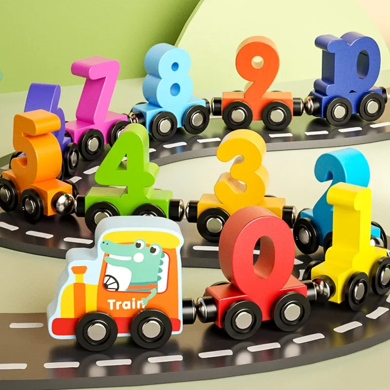 Blocos magnéticos de número de trem, brinquedos educativos para crianças de 1 a 3 anos, 2-4 anos, 5 anos, montagem de bebês, brinquedos inteligentes