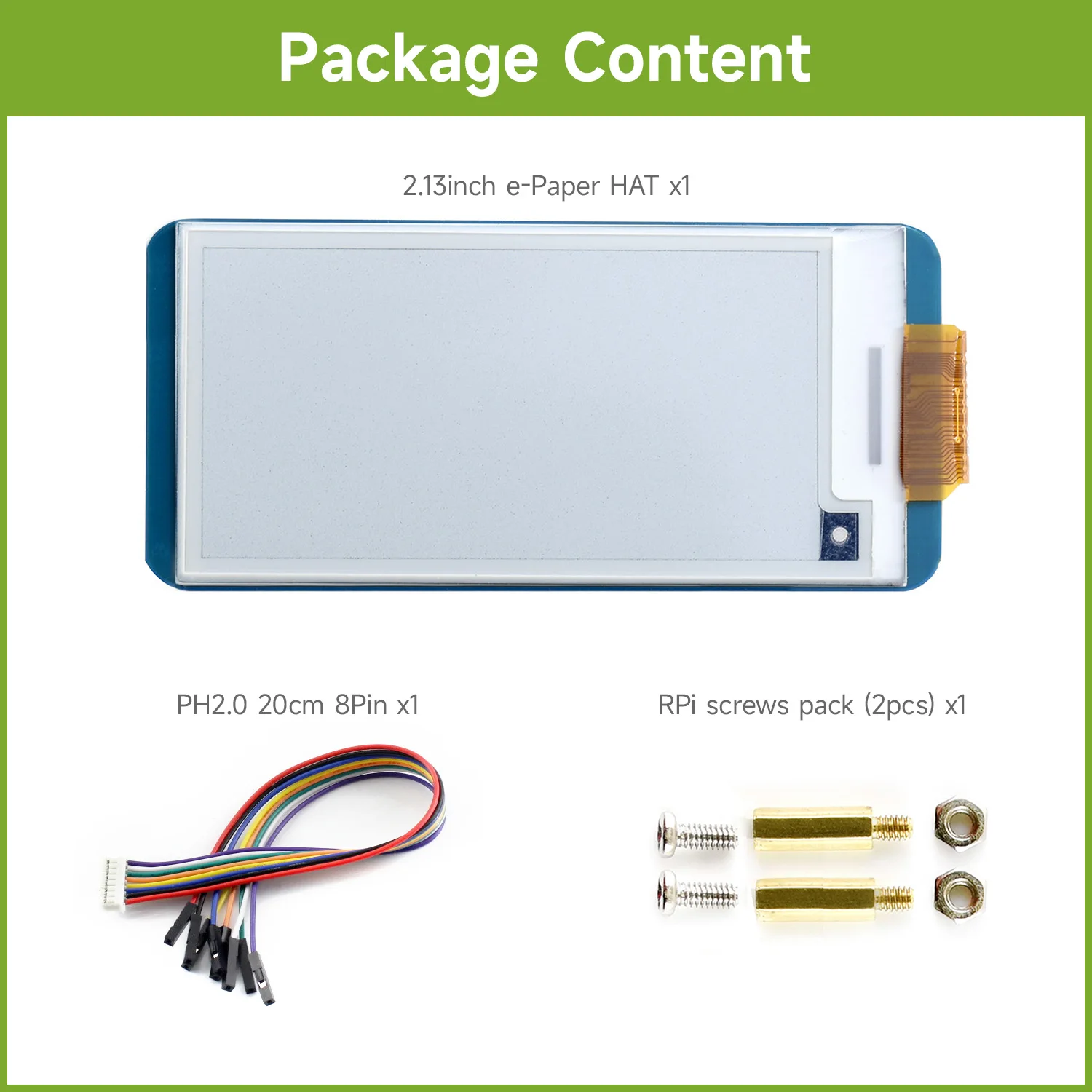 2.13inch e-Paper HAT 250x122 2.13inch E-Ink Display for Raspberry Pi 3B/2B/Zero/Zero W SPI interface Supports Partial Refresh