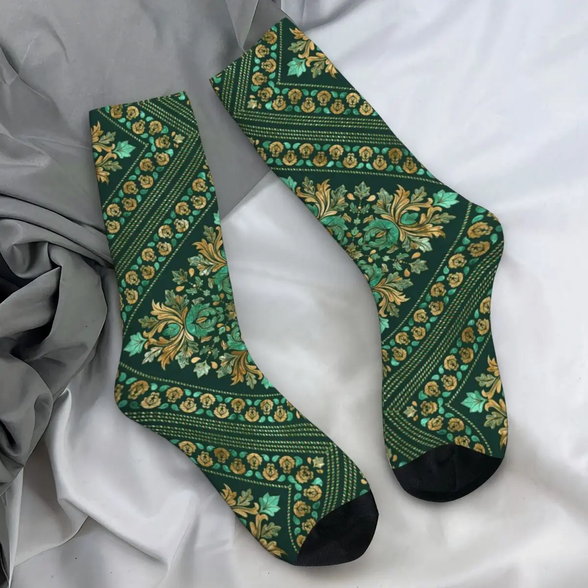 Baroque Print Socks Vintage Damask Retro Stockings Winter Anti Bacterial Female Socks Quality Graphic Outdoor Socks