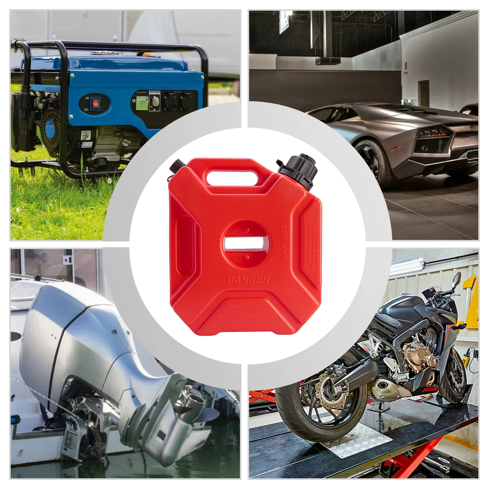 5L 燃料貯蔵タンクオートバイ予備オイルタンクエンジン流体コンテナアクセサリーバイク車用