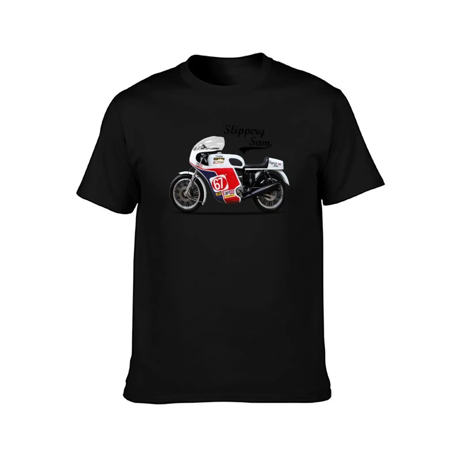 Slippery Sam Production Racer T-Shirt, Summer Casual Cotton Tee, Oversized Streetwear Tops, Vintage Graphic Print, 100% Cotton