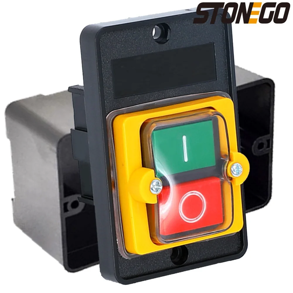 STONEGO 1PC On Off Water Proof Push Button Switch 10A 250V 380V Waterproof for Cutting Machine Bench Drill Switch