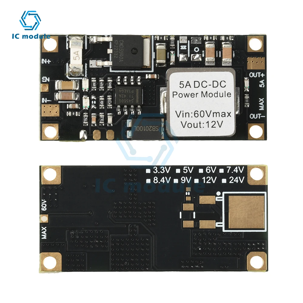 

DC-DC Buck Converter Module 6.5V-60V to 5V/12V 5A High Efficiency 96% with Overload Protection Compact Design