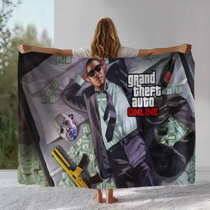 Game G-GTA San Andreas Soft Flannel Throw Blanket,Cozy Warm Blanket for Bed,Sofa,Living Room,Picnic,Camping,Home Decor,Gift