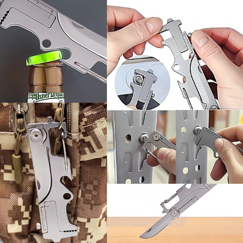 9 IN 1 Stainless Steel Wrench Screwdriver Folding Knife Key Buckle Ruler Multifunctional EDC Tool EDC Tools