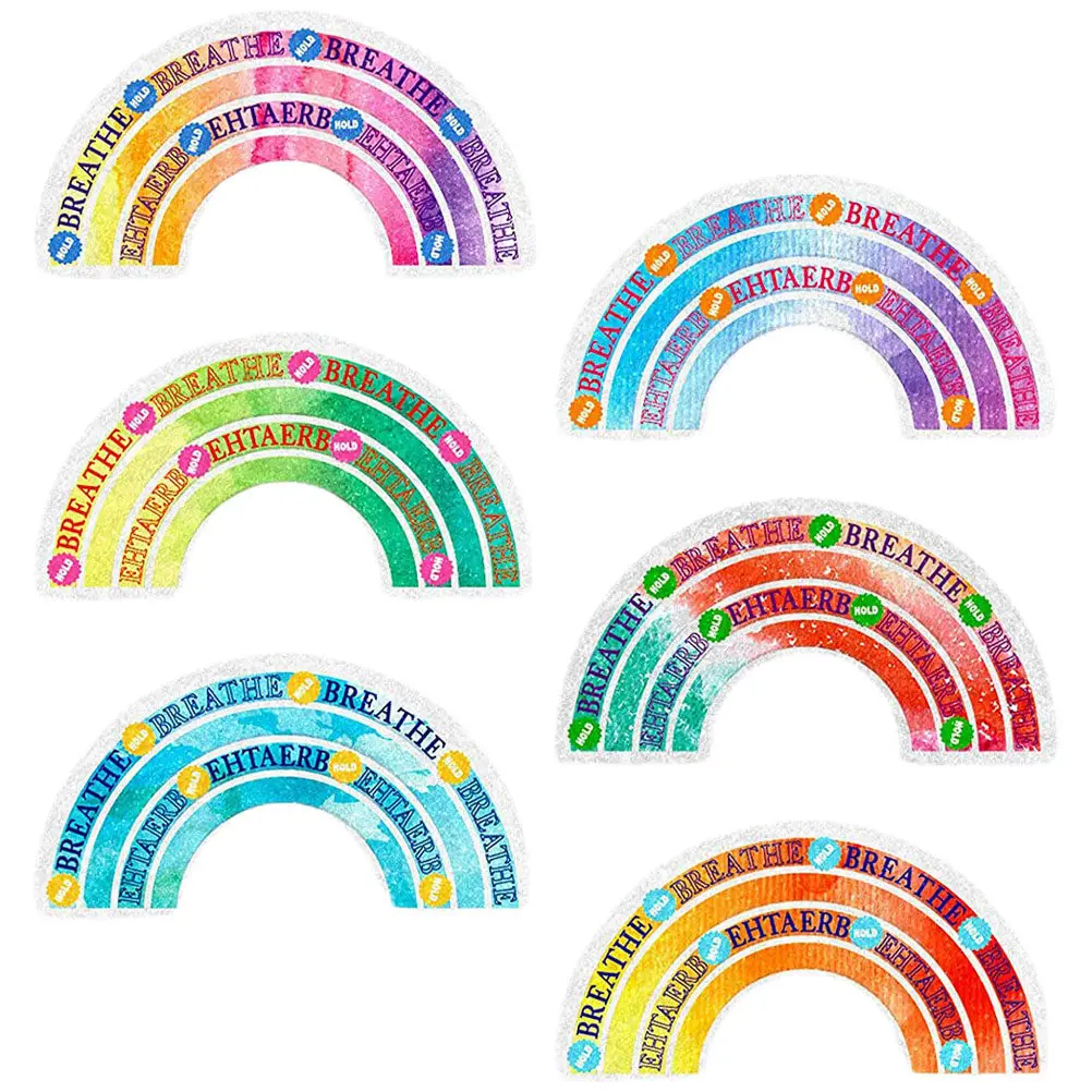 

6Pcs Calm Sensory Stickers Colorful Adhesive Decals for Uneasy Mood Breathing Soothing Decompression Tool Phone Back Desktop Use