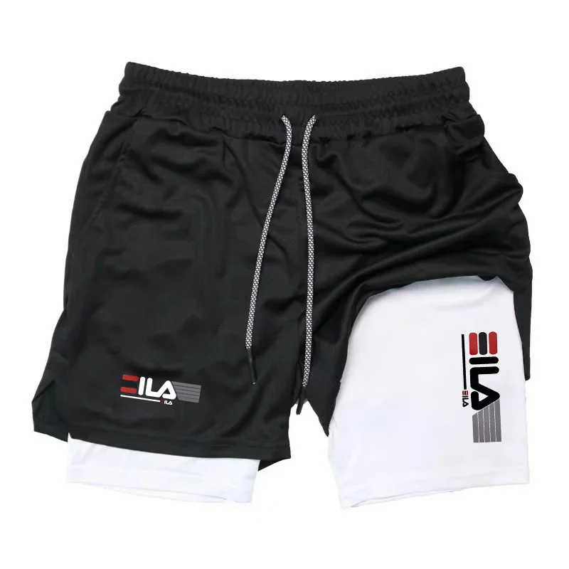 Men's Two-in-one Sports Shorts Breathable Casual Quick-drying Double-layer Shorts Summer Running Sportswear Bottoms
