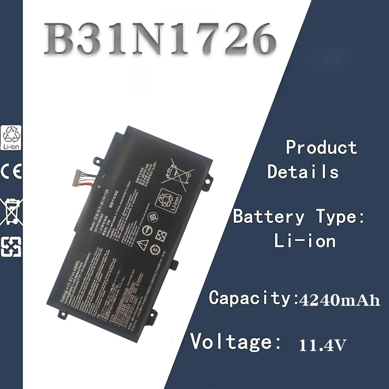 

Аккумулятор для ноутбука большой емкости для игровой серии ASUS FX80GE/FX80GM/FX86FE/FX86FM — совместим с B31N1726 | 11,4 В 4240 мАч