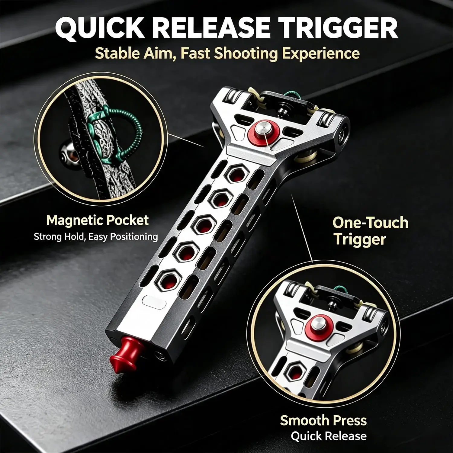 G5 Slingshot Can Automatically Fire Multiple Rounds of Aluminum Alloy Automatic Bead Shaped Rubber Belt Rapid Fire Slingshot