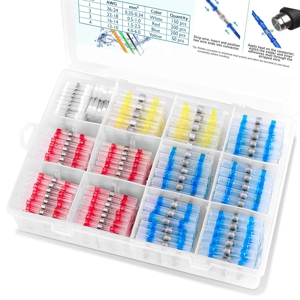 

600 Pcs Solder Seal Wire Connectors, Heat Shrink Butt Connectors, Waterproof and Insulated Electrical Wire Terminals, Butt Splic