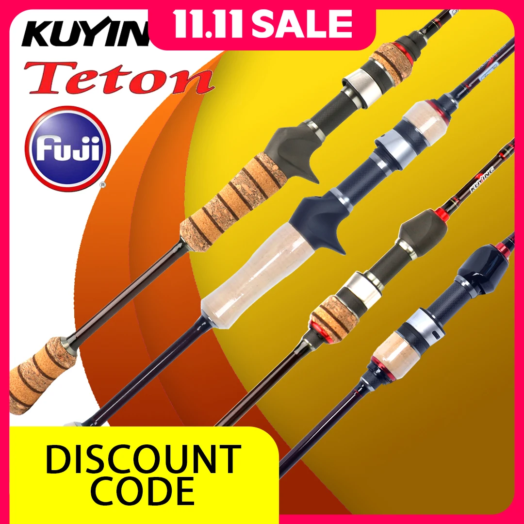 

KUYING TETON Series Carbon Rod | 198cm 2-10g Lure 3-8lb Line | Medium Fast Action for Spinning & Casting | Fuji Reel Seat Ring