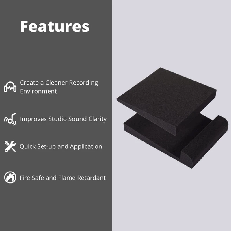 ●2 Pcs High Density Foam Speaker Pads - Speaker Isolation Pad, Monitor Acoustic Isolation Pads,Studio Monitor Pads-ABFB