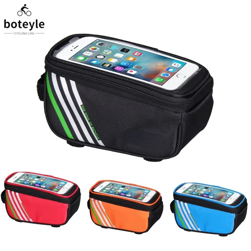 Waterproof Bicycle Bag Frame Front Top Tube Cycling Bag Reflective 4.0-5.7in Phone Case Touchscreen Bag MTB Bike Accessories