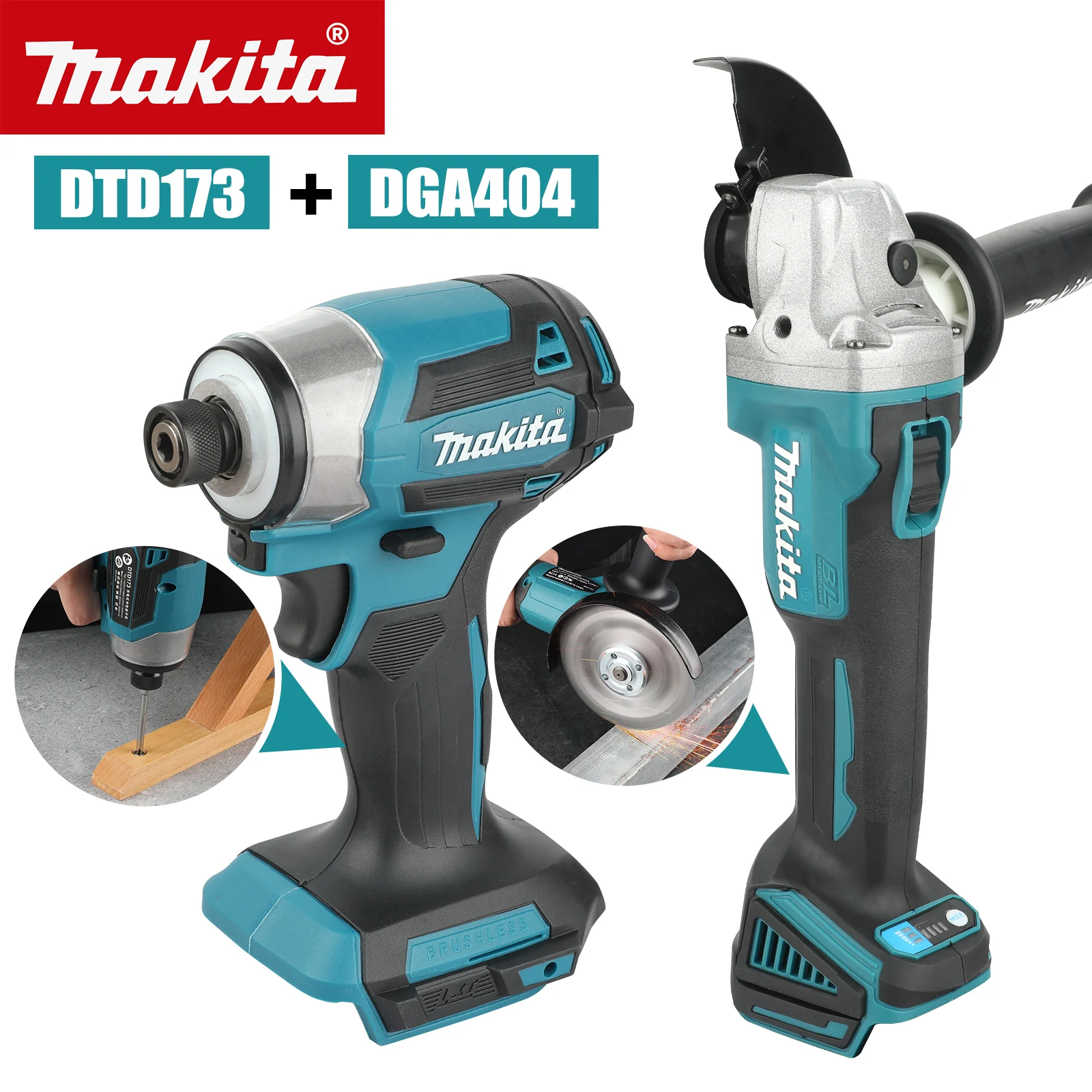 

Makita DGA404 DTD173 Ударная отвертка Электрическая дрель 2, комбинированный инструмент, шлифовальный станок, режущий станок, полировальный станок