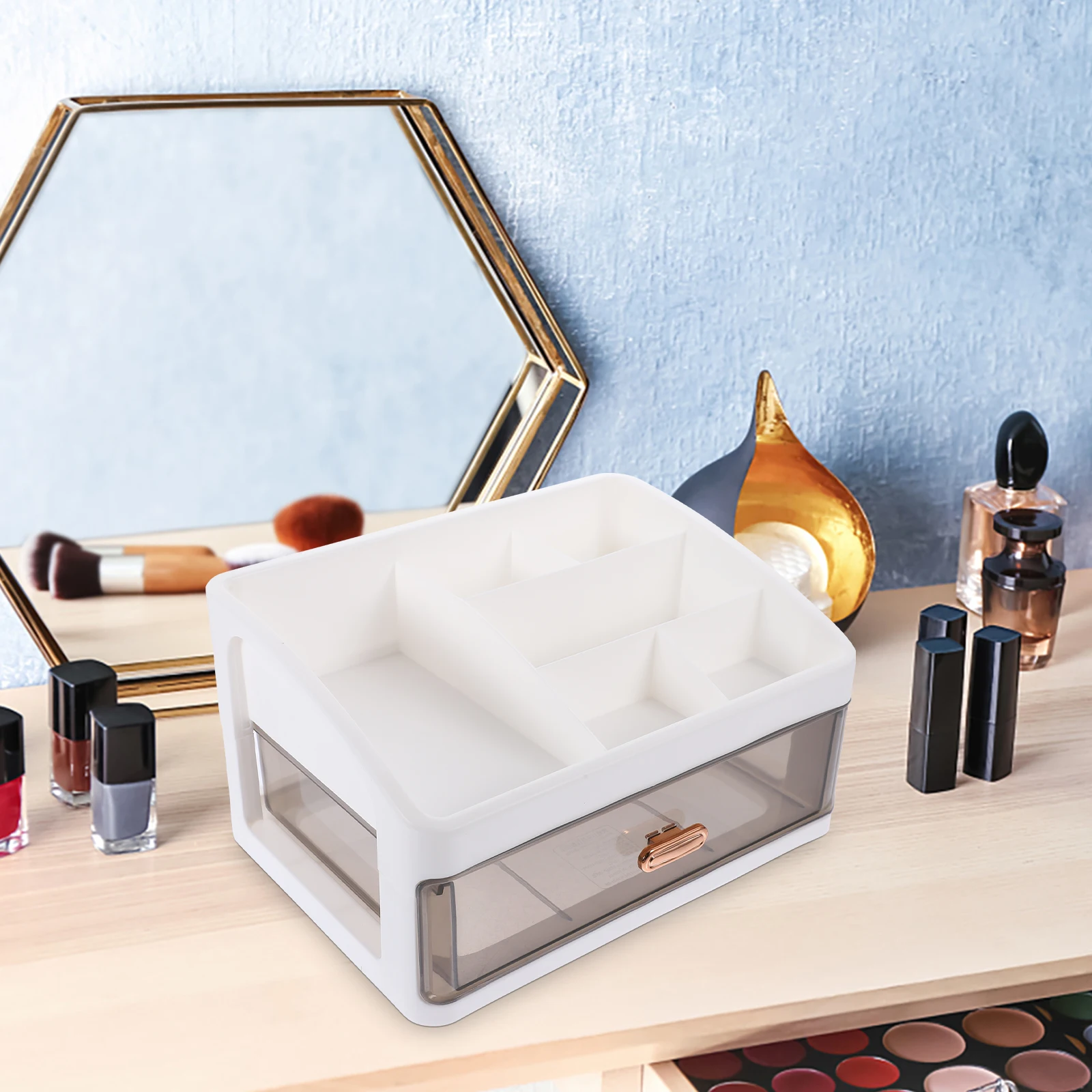 

Transparent Desktop ganizer 3 Layers Storage Box Clear Makeup Container Desk Sundries Office Supplies Cosmetics Jewellery Large