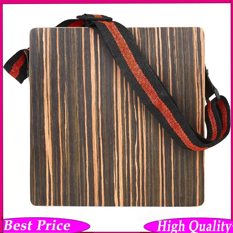 

Portable Travel Box Drum Card Hong Black Sandal Wood Panel with Adjustable Strap Flat Hand Drum for Music Lovers
