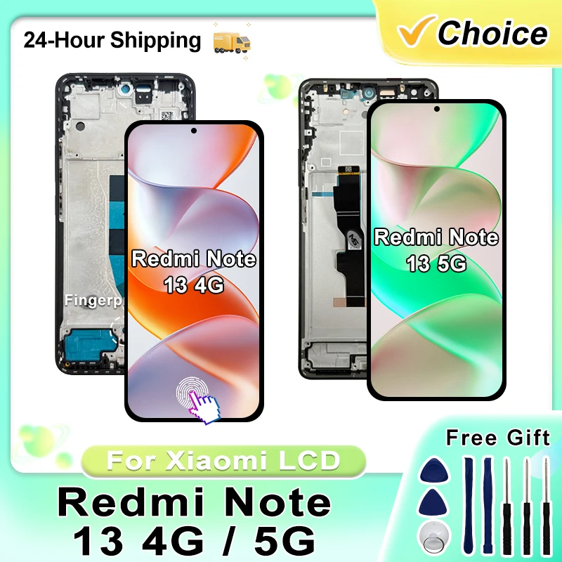 NEW AMOLED Display For Xiaomi Redmi Note 13 4G LCD Display Touch Screen Assembly For Redmi Note 13 5G Display Replacement Parts