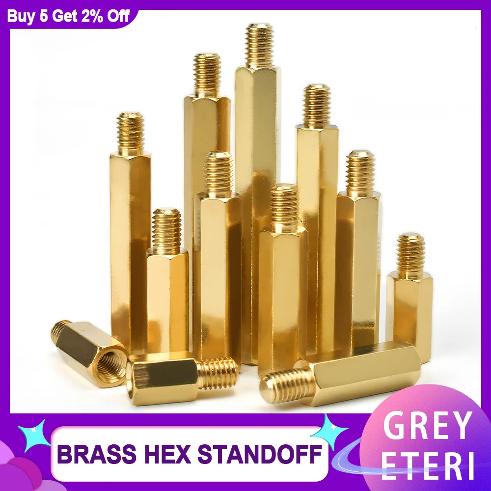 M4 M5 M6 M8 Male-Female Hex Brass Motherboard Standoff Hexagonal PCB Support Rack Stud Mount Column Spacing Screw Bolt 2-10pcs