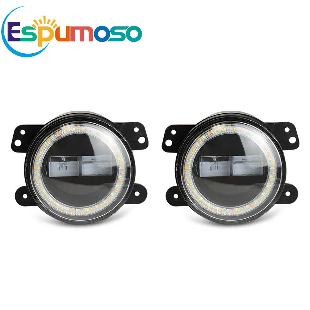 

Светодиодные противотуманные фары 60W 4 дюйма с белым кольцевым светом DRL и янтарным сигналом поворота для Wrangler JK TJ LJ Dodge Chrysler