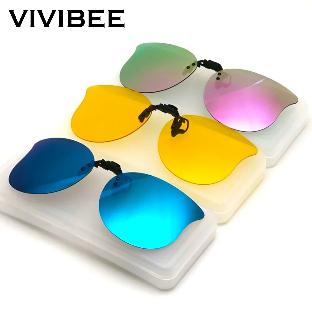 VIVIBEE Cat Eye Women Clip on Polarized Night Driving Glasses Yellow UV400 Fishing Female Sunglasses