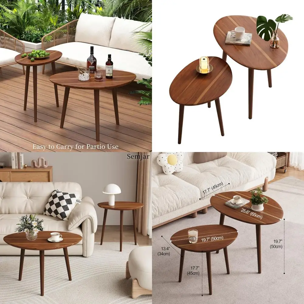 

Компактные столики-трансформеры из акации для гостиной и офиса, минималистичная отделка под орех, простая сборка, стиль Mid-Century Modern