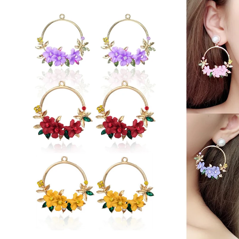 Engood 50Pcs Trendy Flower Rhinestones button  Sewing Trim & Embellishments Craft Buckle for DIY Earring Pendants Jewelry Circle