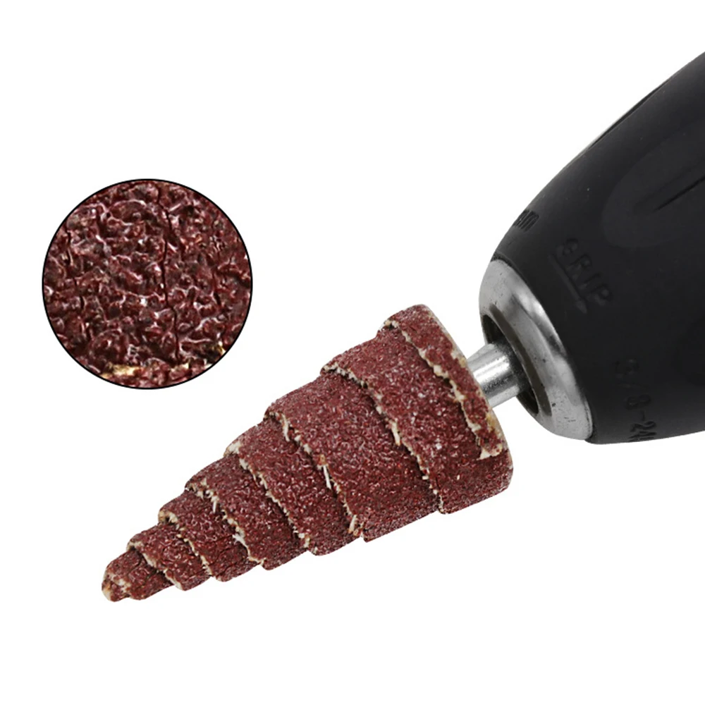 Cabezal de molienda 4 en 1, vástago de 6MM, cabezal de molienda de cono cónico, ruedas de aleta de papel de lija de 15/20/25/30mm, accesorios de herramientas de pulido