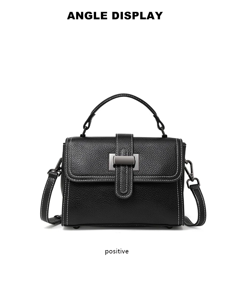 Aidrani 2026 Commuter Litchi Grain Hochwertige Kleine Schultertasche aus Leder für Damen mit Schnalle, Schwarze Kleine Quadratische Tasche – Detail 10