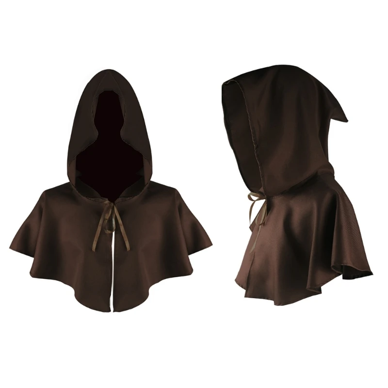 Vintage Medieval Hooded Cloak Halloween Adult Teens Unisex Hoody Capes for Costume Party and Role Playing Event Festival Props