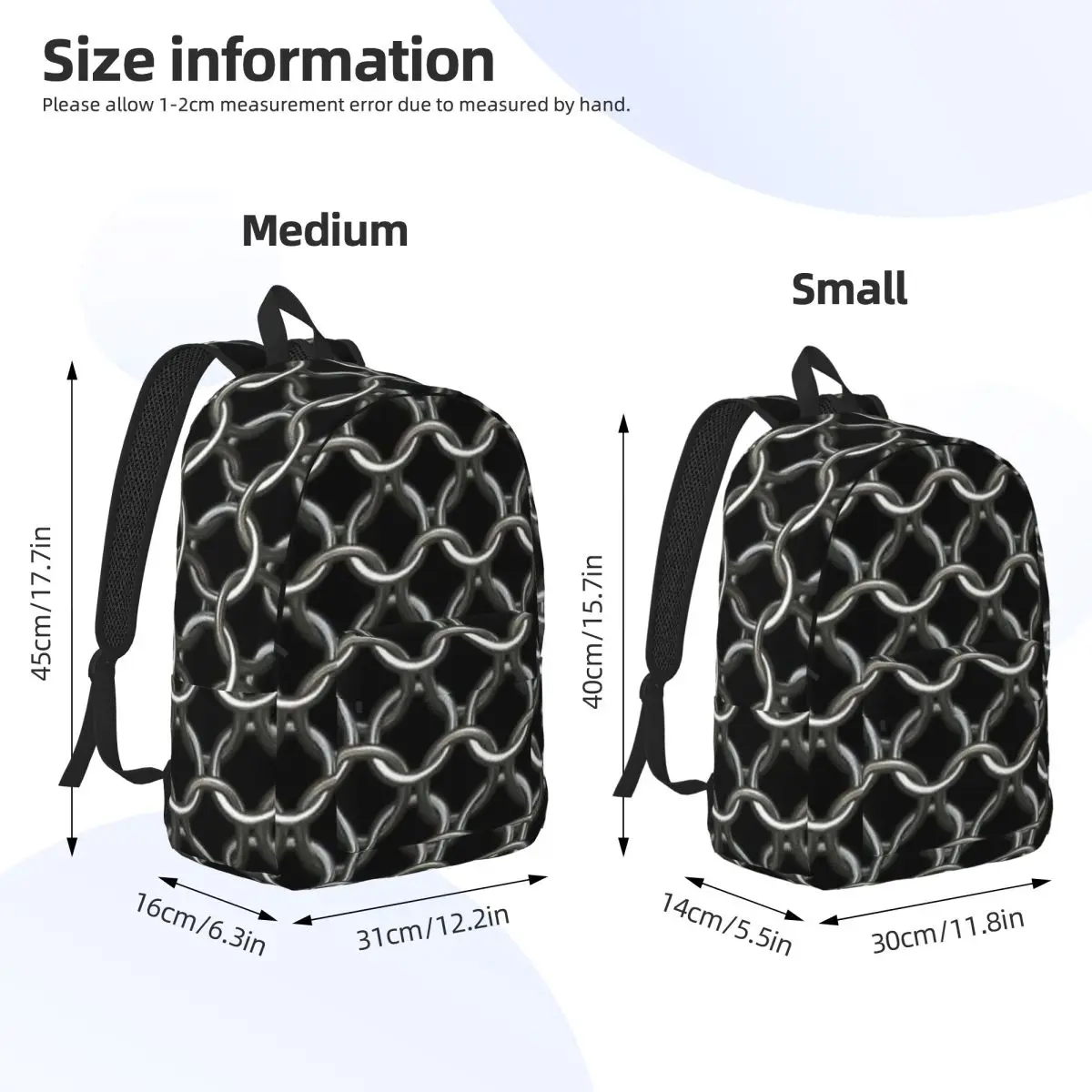 Metal Chainmail Medieval Armor  Backpack Daypack Large Capacity Boys Girls BookBag School Bag Shoulder Bags for Men Women - view 2