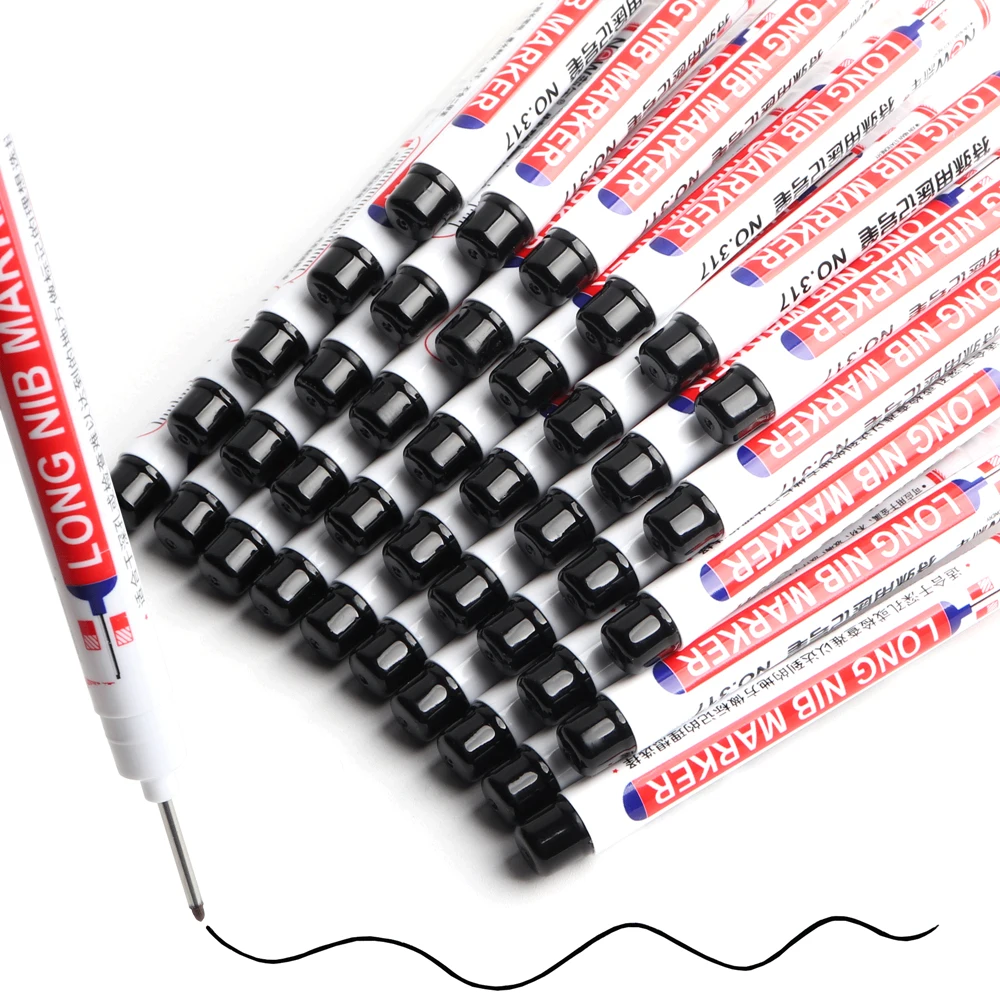 1/3/4/5Pcs/Set Long Head Markers Pen Bathroom Woodworking Decoration Multi-purpose Deep Hole Marker Pen Red/Black/Blue/White Ink