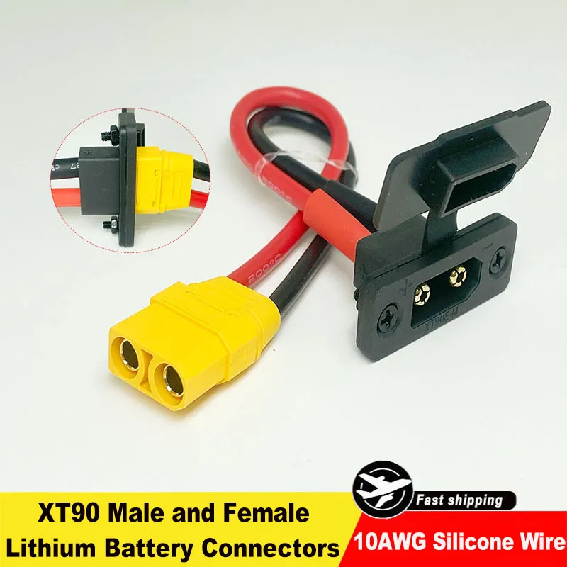 XT90 Male/Female Lithium Battery Connectors  10 AWG Silicone Wire: XT90E-M (Male to XT90 Female) / XT90E-F (Female to XT90 Male)