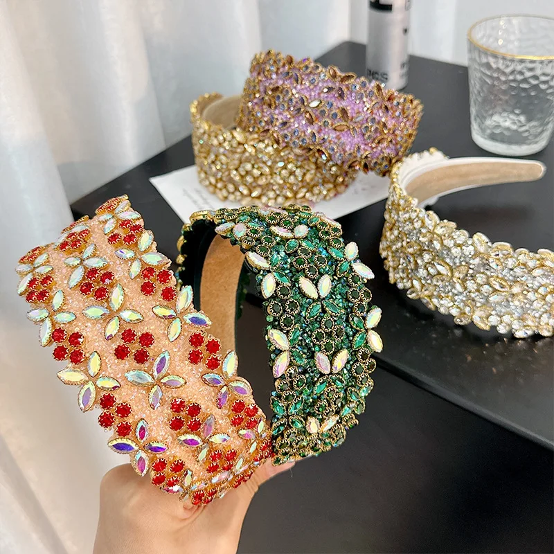 

Luxury Crystal Headbands for Women Rhinestone Fashion Headdress Wide Hairbands Hair Bands Sparkly Hair Hoop Hair Accessories