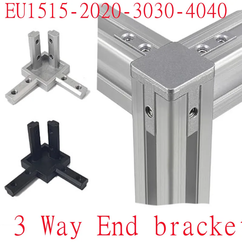 10pcs Eu1515 2020 3030 4040 3-way End Corner Bracket Connector For T Slot Aluminum Extrusion Profile 3-dimensional Bracket Parts
