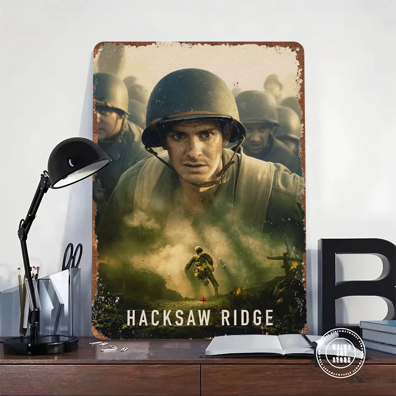 Hacksaw Ridge Movie Metal Poster Customized Wall Art Retro Vintage Tinplate Signs for Decoration Garage Decorations House Home