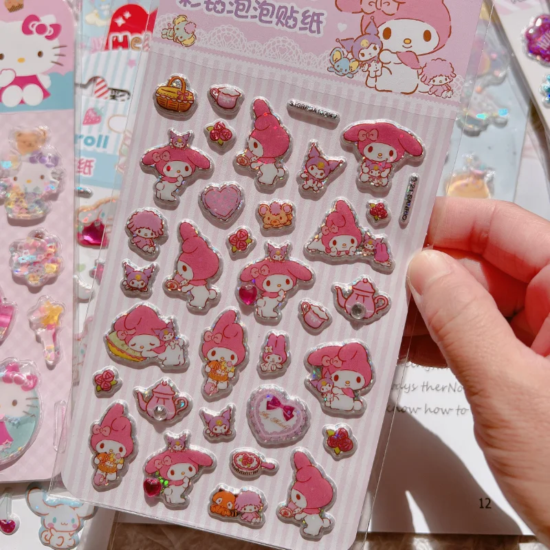 سانريو ليتل توينستارز اللون الماس ملصقات ثلاثية الأبعاد سينامورول مرحبا كيتي ملصقات الليزر سكيت الغيتار لتقوم بها بنفسك اللعب الزخرفية #4