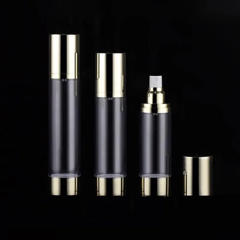 80 100 120ml Airless Pump Bottle Gold Silver AS Mist Spray Bottle Liquid Foundation Cosmetic Airless Lotion Cream Bottle 10pcs