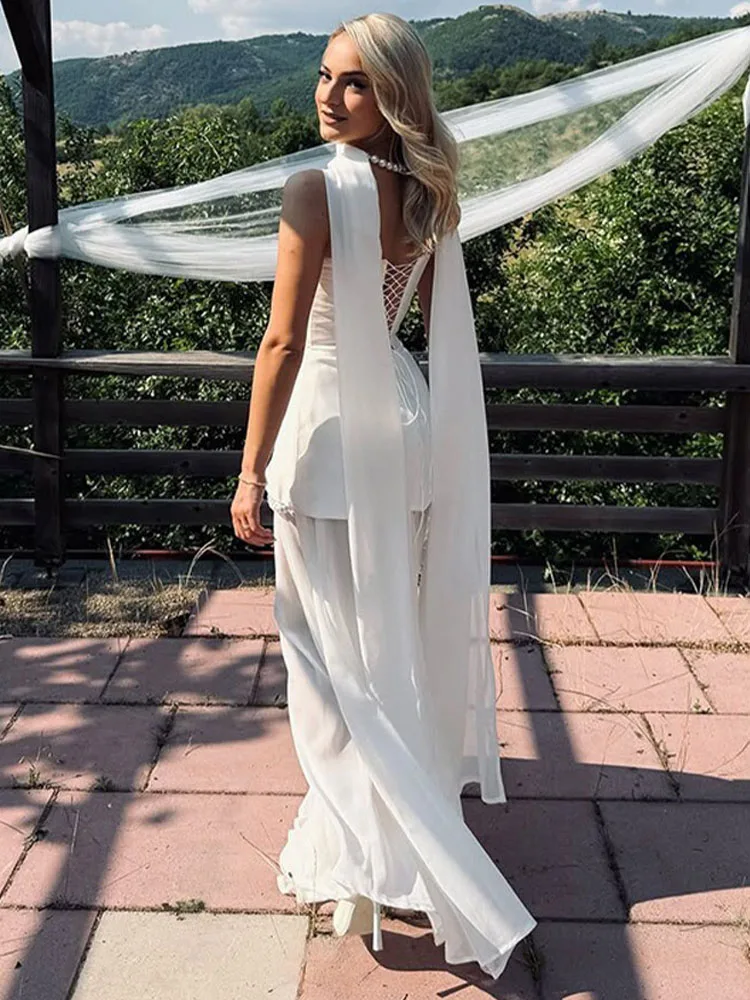 Sukienka damska letnia, prosta, bez ramiączek, z siateczkowymi wstawkami, długa, na wesele, elegancka, seksowna, na bankiet, bez rękawów.