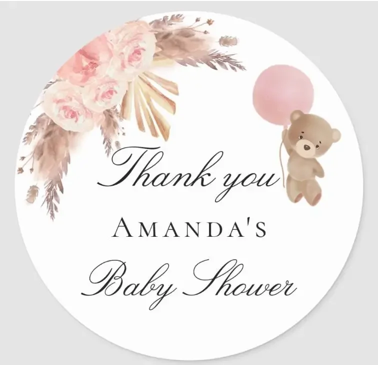 Personalized Baby Shower Balloon Bear Customized Name Text Birthday Zoo Birthday Baby Shower Christening Tags