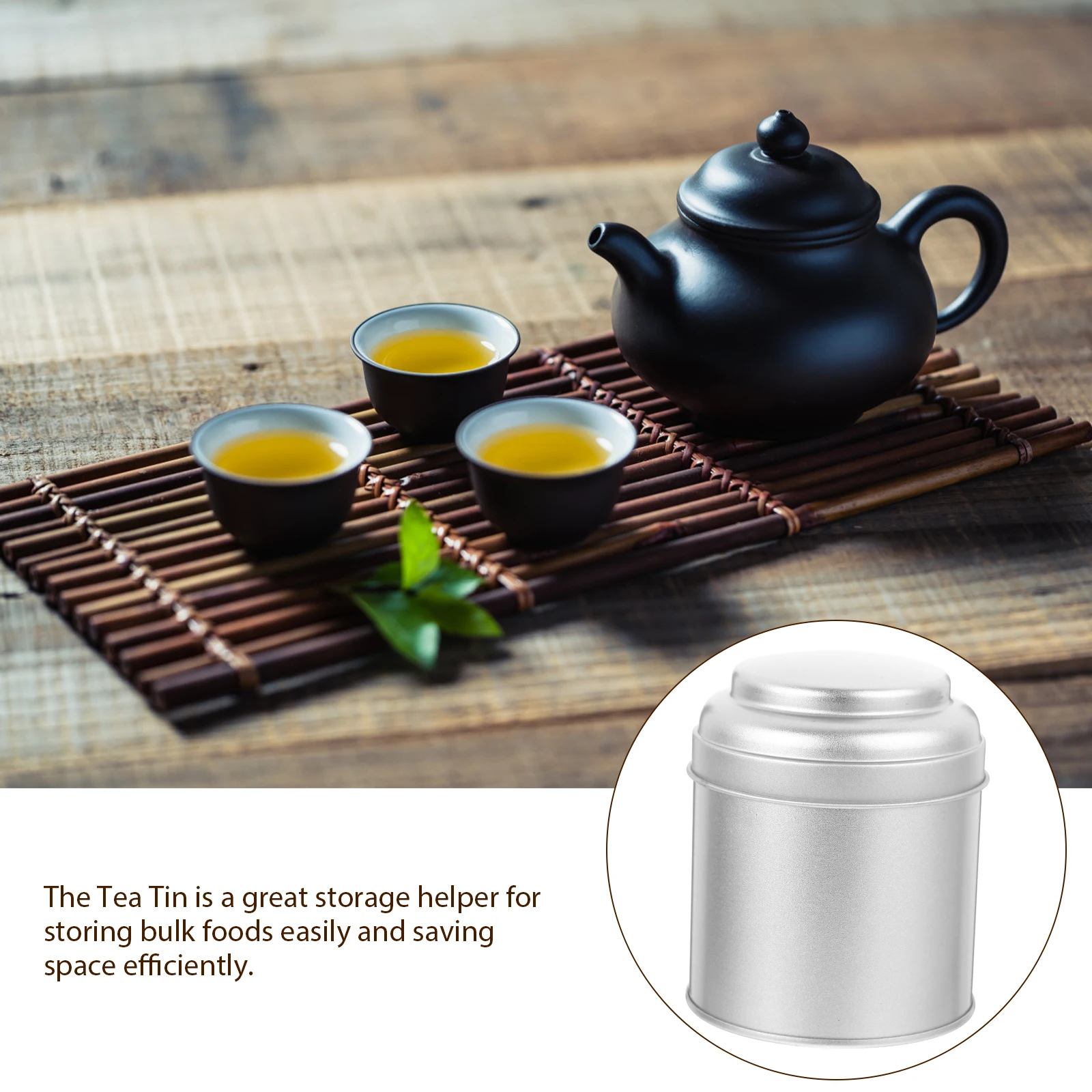 

6pcs Tea Canister Silver Matte Double Layer Airtight Lid Loose Leaf Storage Container Food Jars Wide Mouth Kitchen