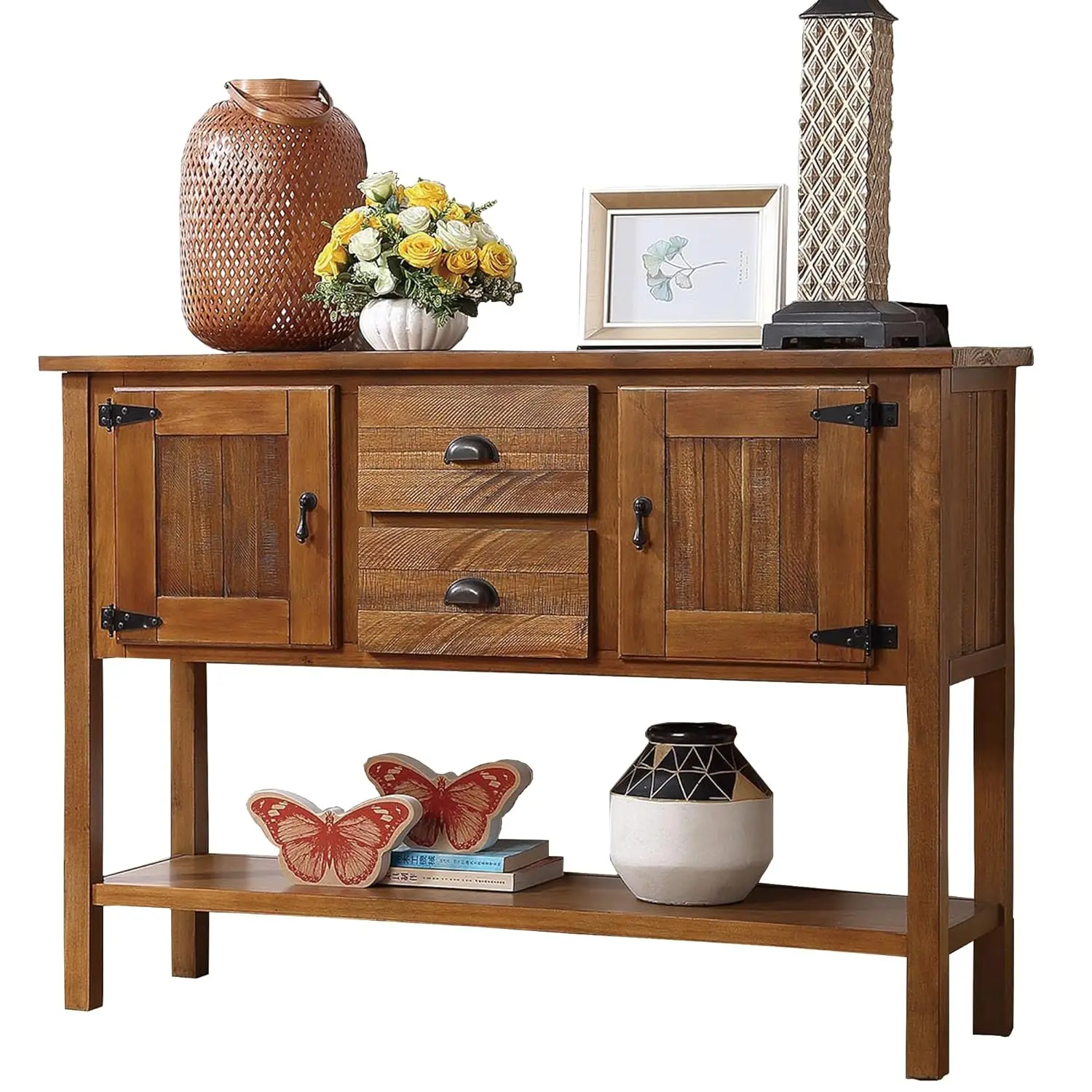 Solid Wood Sideboard Cabinet with Drawers & Shelf 46.5