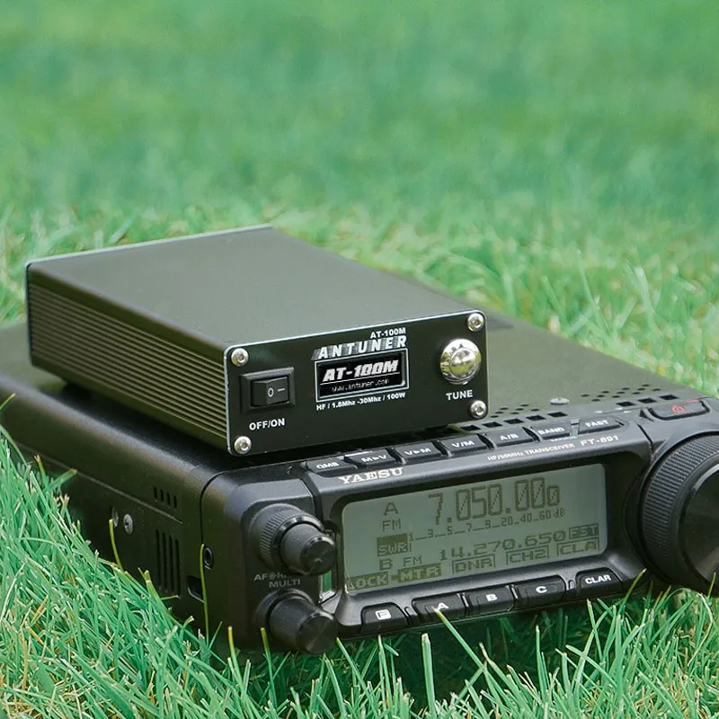 ANTUNER AT-100M 100W Universal HF Antena Tuner 1.8-30MHz SWR Power Meter untuk Yaesu Kenwood Xiegu