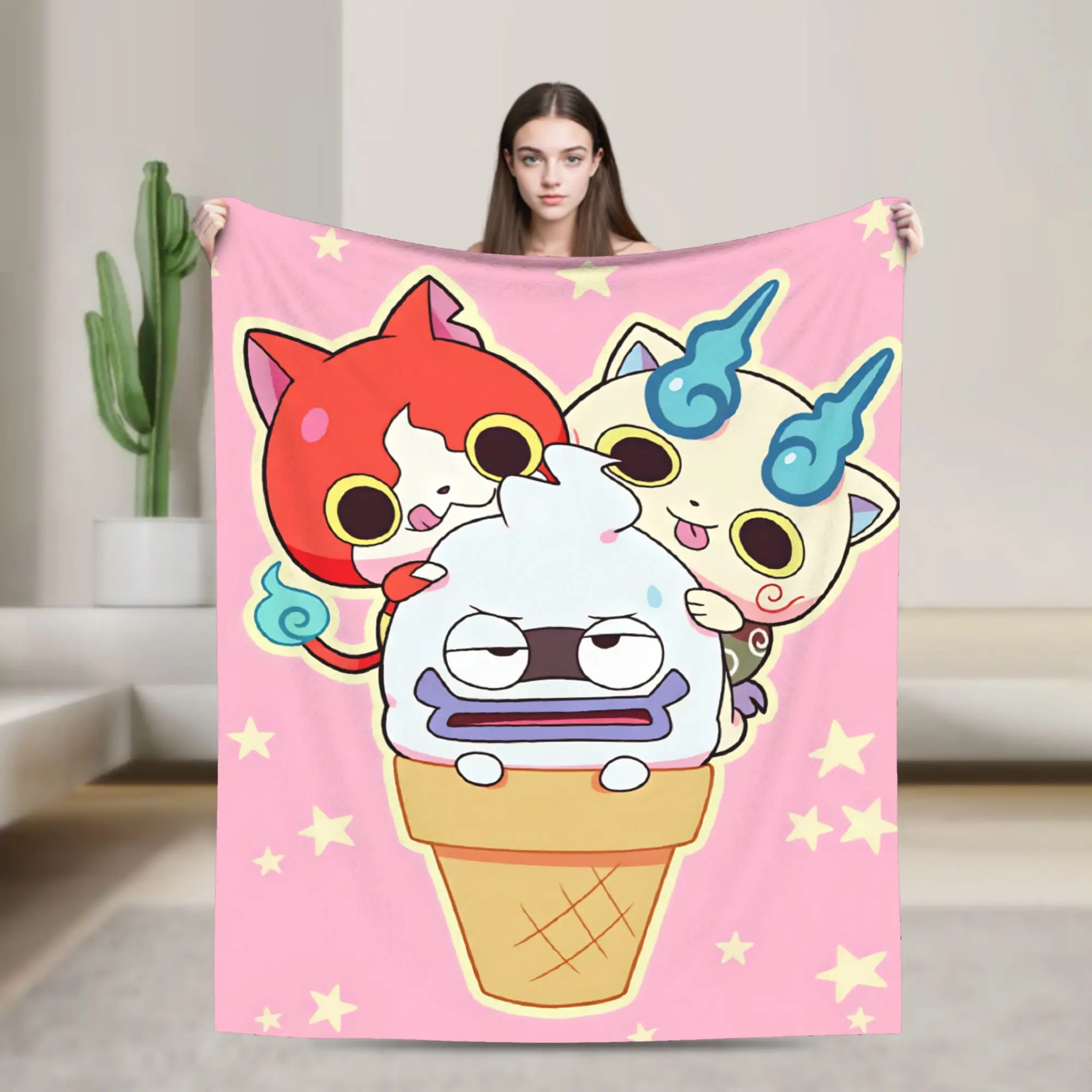 Super Warm BlanketGirls Boys Airplane Travel Yokai Watchs  Throw Blanket  Flannel Bedspread For Home Decor  Sofa Bed Cover