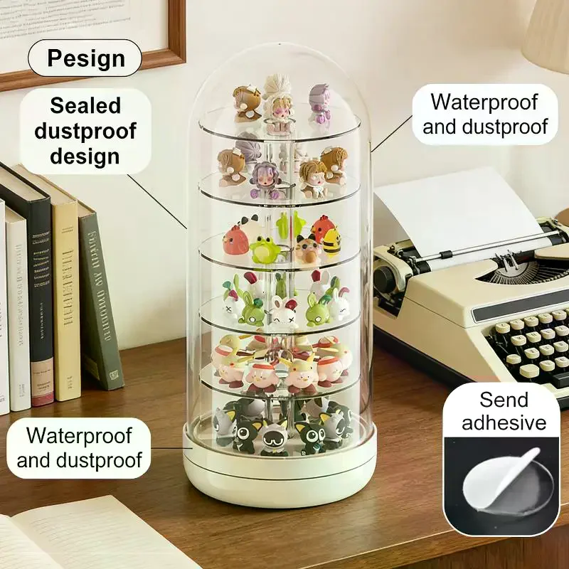 Transparent Rotating Box Display Box - Multi-Layer Large Capacity Storage With Cover, Desktop Shelf For Hand Models