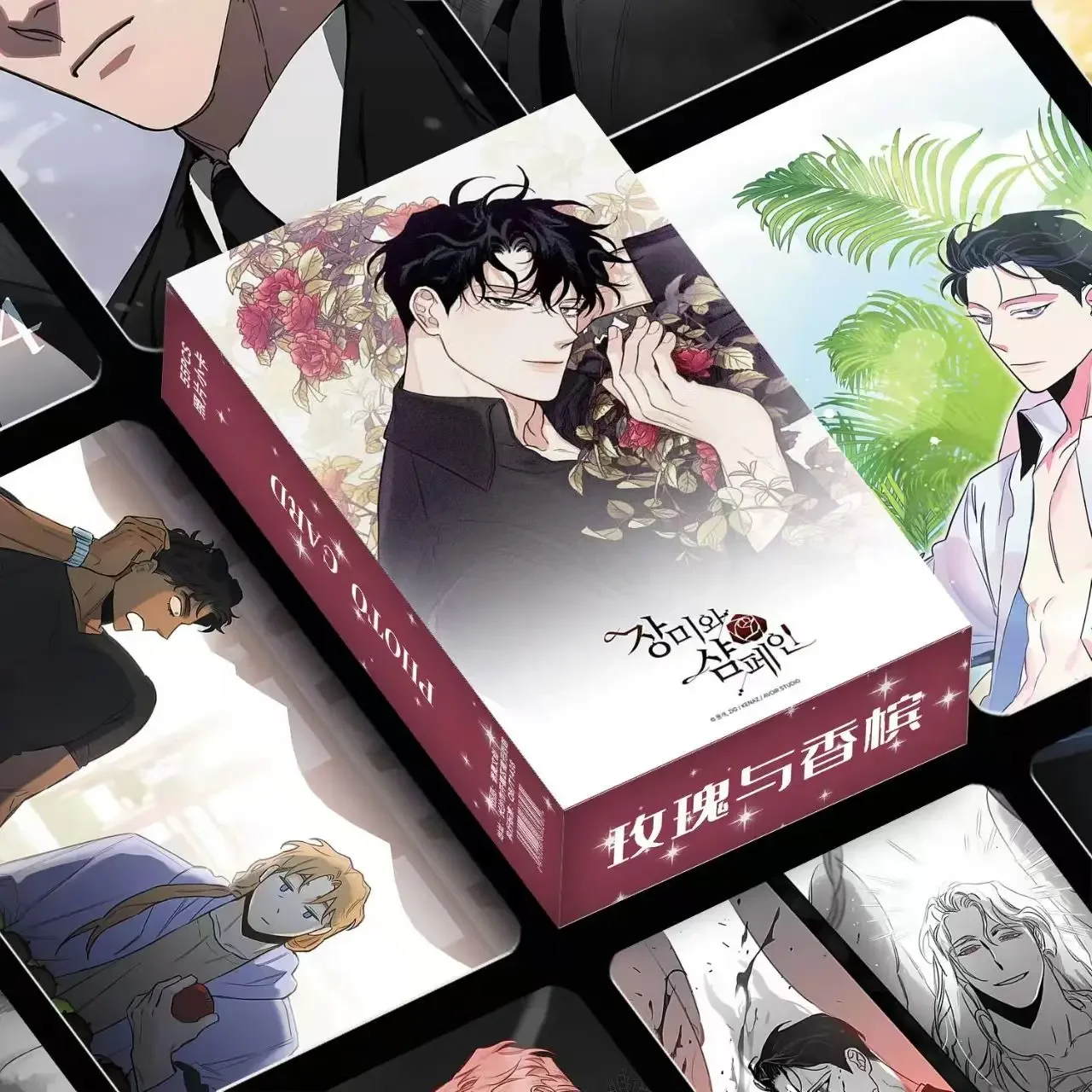 55 Pcs/Set Korean Manhwa Roses and Champagne Laser Lomo Card Caesar,Lee Won Comic Characters 3 Inches Photocard Cosplay Gift