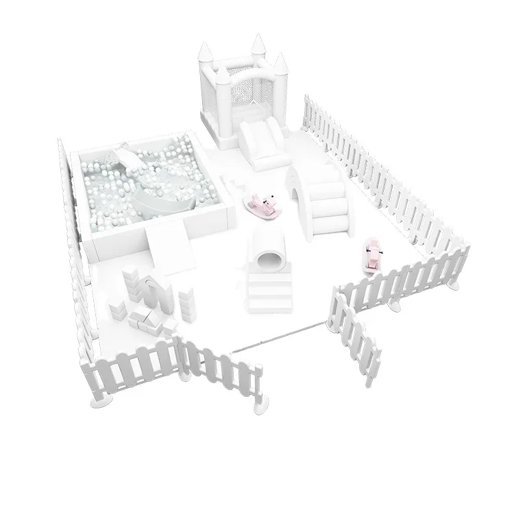 Indoor Soft Play Equipment, Happy Kids Toddler Party White Soft Play Climbers Equipment Area