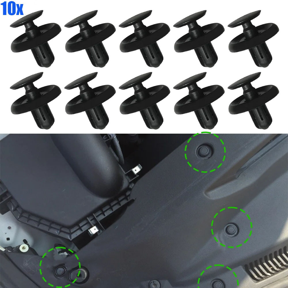 10x 90467-07201 For Toyota Avensis T250 T270 2003 2004 2005 2006 2007 2008 2009 - 2018 Black Car Engine Cover Clips Fastener